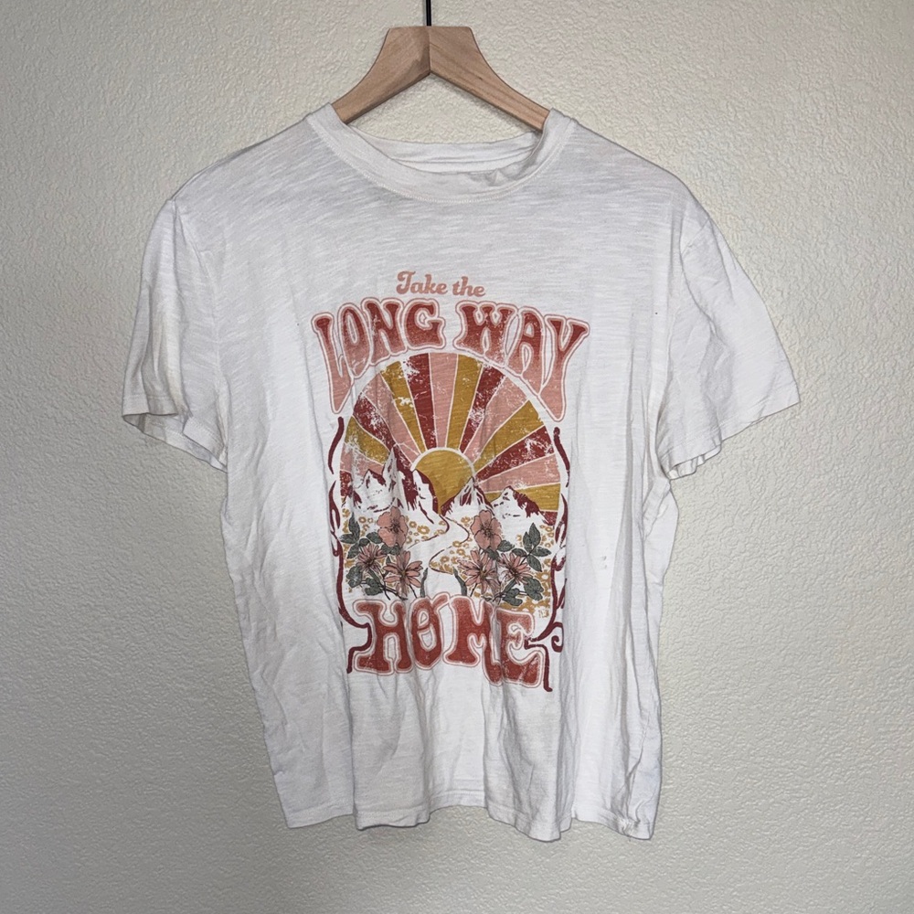 White Graphic T-Shirt with Retro Print